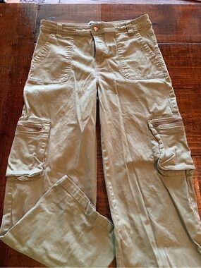 Celebrity Pink Olive Green Cargo Jeans with Heart Button